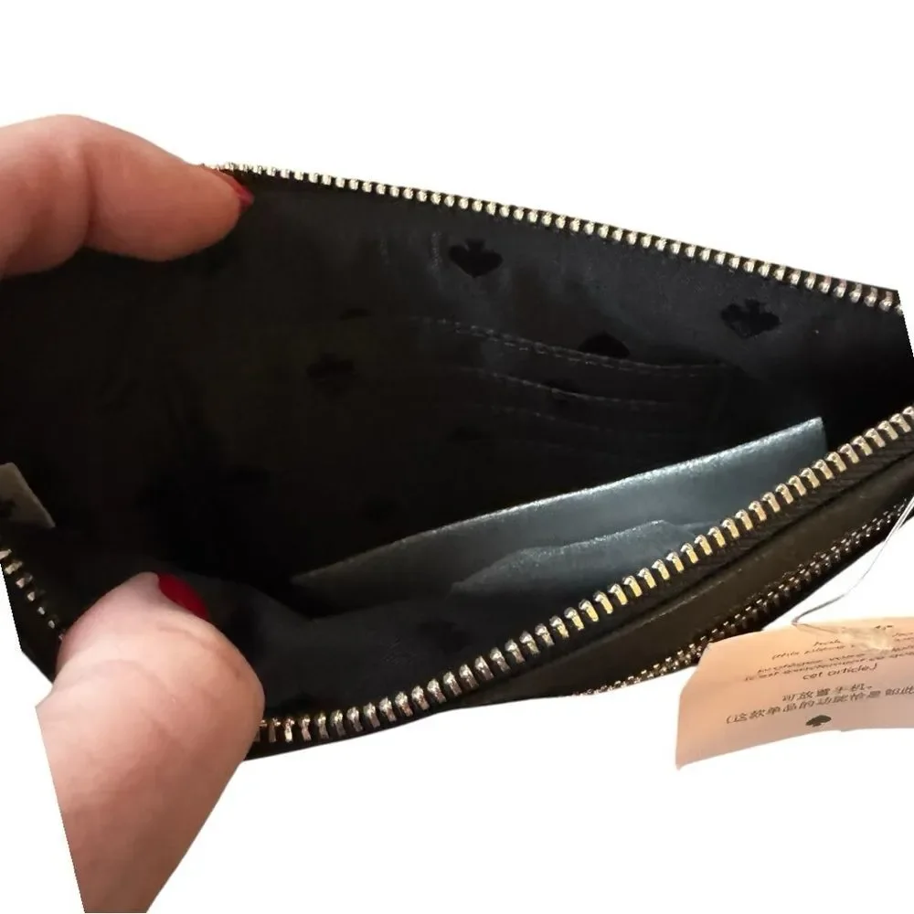 Kate Spade New York 'Tinie' black Saffiano leather zip-top wristlet